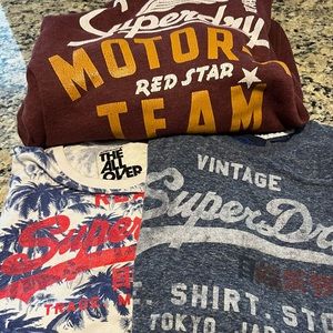SuperDry bundle, hoodie and two tees size L